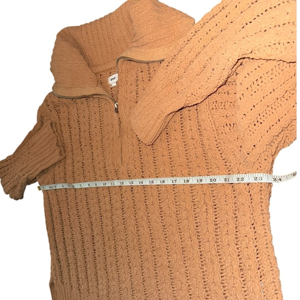 ▶️ Aerie ◀️ Oversized Cable Knit Quarter Zip Sweater Camel Brown Size Medium - Picture 10 of 12